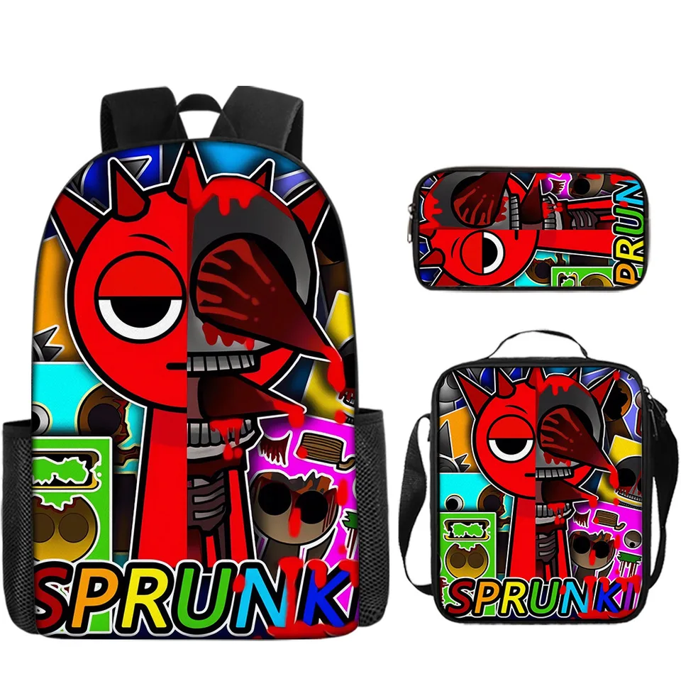 3KS Game Sprunki Incredibox Oren Raddy Wenda 3D batoh pre detskú karikatúru vrecká na rameno Barkovia vianočný darček