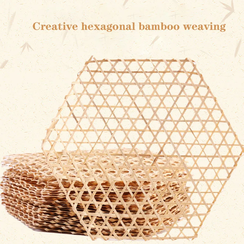 3ks hexagonálne bambusové tkané bambusové sieťové jedlo bambus naparovanie materských zariadení materská škola DIY prívesok