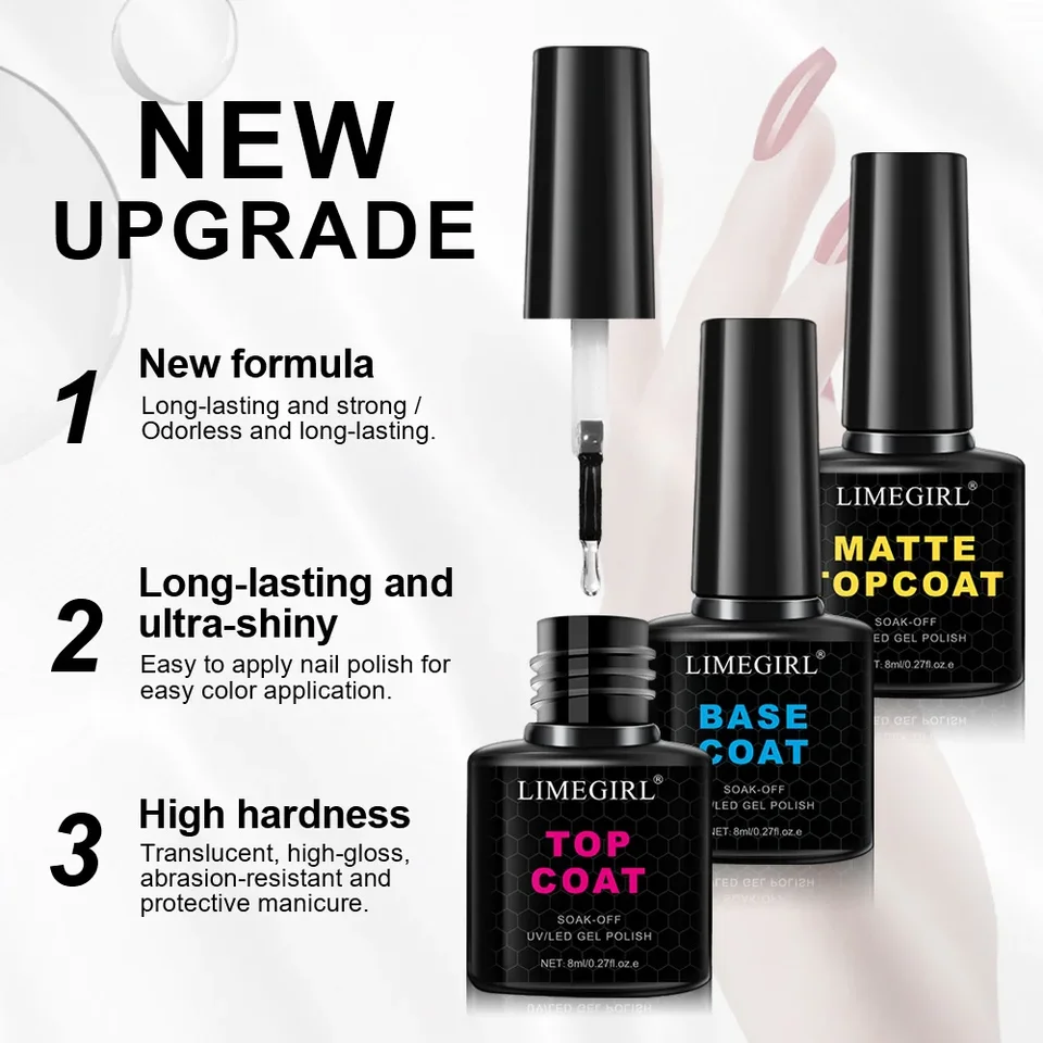 3ks/Kit na nechty Art Names z horného základného kabátu Gloss Matte pre nechty UV Gél suchý suchý stuhnutie Stivity Multi Functional Manikure Set