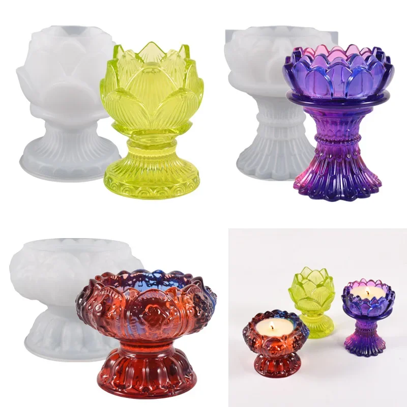 3ks Lotus Tealight Candles Držitelia živicových foriem, svietnika epoxidová pleseň pre držiak sviečok