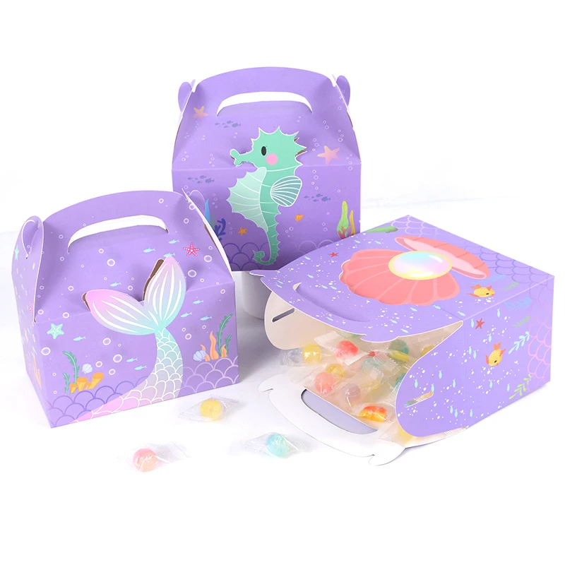 3KS Mermaid Tail Candy Box pod morskou párty uprednostňuje darčekové boxy sušienky sušienky pečenia balenie tašky Svadobné narodeninové potreby