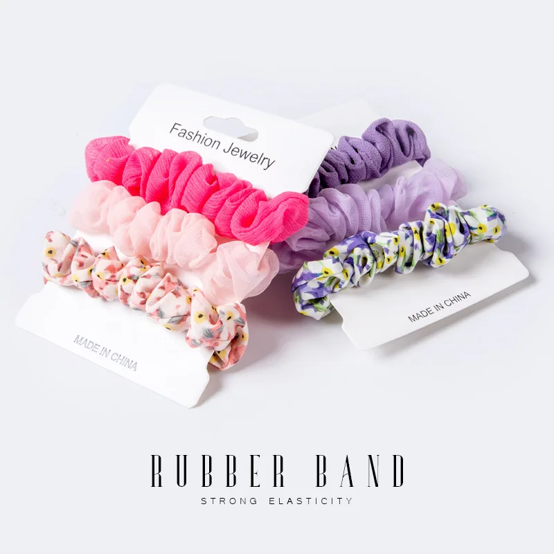 3ks módne šifónové priadze scrunchies letná tlačová gumová kapela Hairband pre ženy dievčat