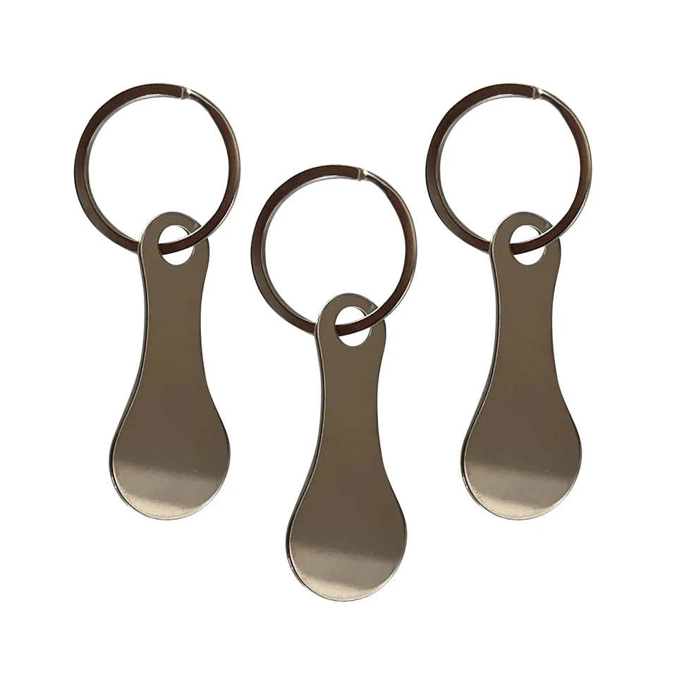 3ks nakupovanie košíka Token Trolley Key Keychain Kovový prsteň Zmena odomknutia mincí