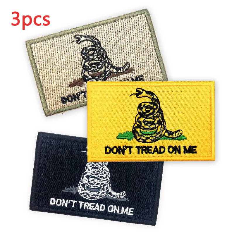 3ks Nylon Buckle Tactical Patches Vojenské vyšívané na vonkajšie oblečenie Šiť na batohu Gadsden Flag Helmet Arame Grame