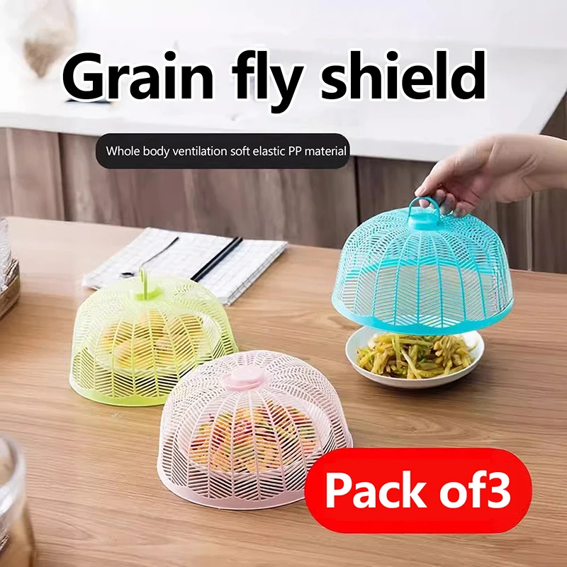 3ks plastový pokrývka potravín Prenosný priedušný okrúhly okrúhly klietok odolný voči prachom proti chráničke múch pre múčky Home Kitchen
