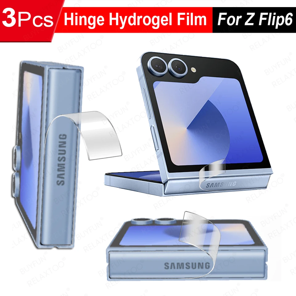 3ks pre Samsung Galaxy Z Flip 6 Hydrogel Film Sumsung Zflip Flip6 Zflip6 2024 Anti Scratch Soft Screen Protector No Glass