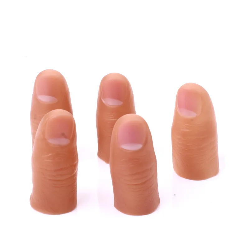 3ks román Funny Magic Toys Party Prand Soft Thumb Tip Tip Falošný prst Magic Trick Close Up Vanish, ktoré sa objavujú prstové trikové rekvizity