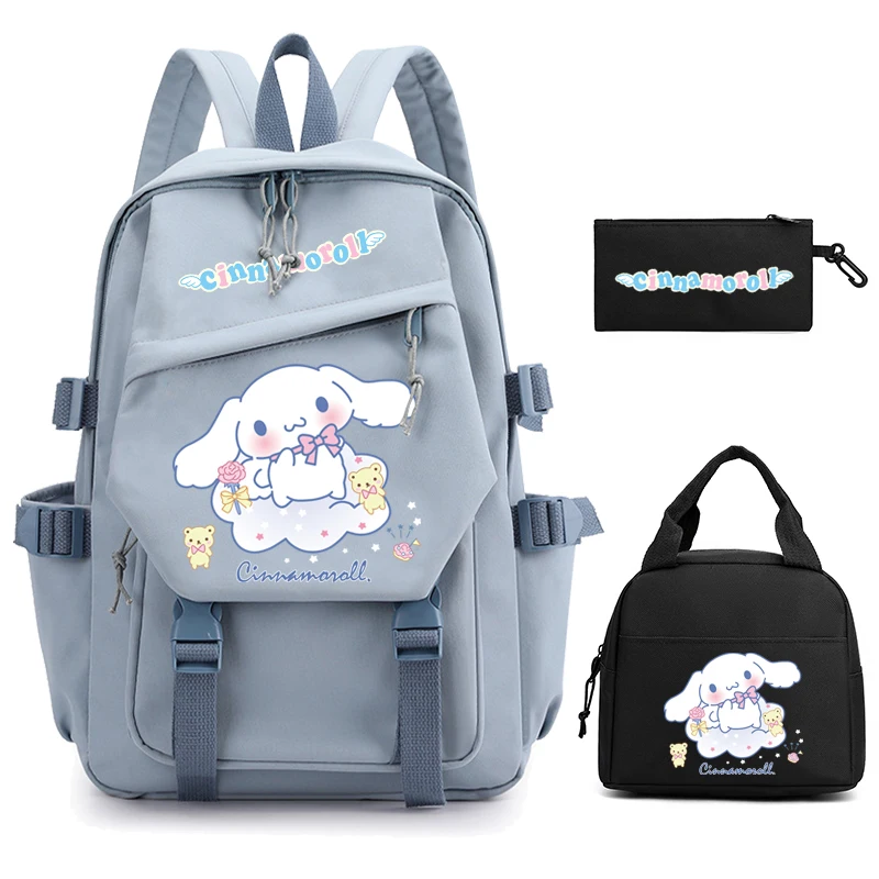 3ks/set Anime Sanrio Kuromi Cinnamoroll Batoh s obednou taškou pre deti batoh v backpacku Študent späť do školského detského darčeka