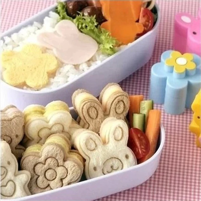 3ks/set Bear Flower Rabbit Sandwich Fold Cutter Bread Biscuits Roplice zariadenie Cake Tool Ryžové gule