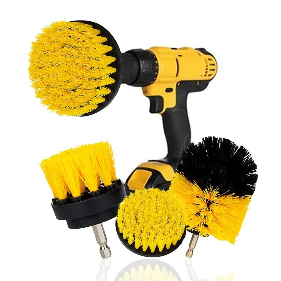 3ks/set elektrická kefka na kefku na kefu Plastové okrúhle čistiace kefy pre pneumatiky pre koberce sklenené autá Nylonové kefy 2/3,5/4 ''