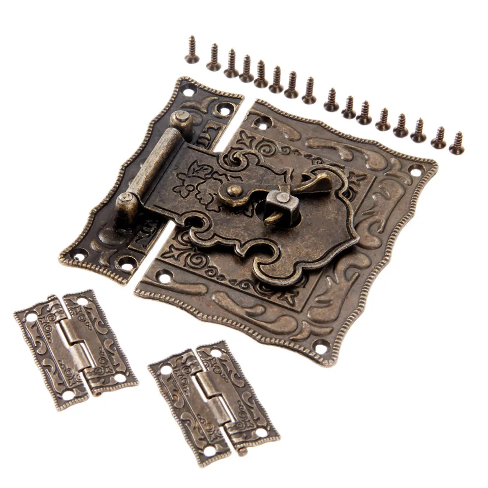 3ks/set hasp západky prepínačka + pánty starožitné bronzové vinobranie dekoratívny nábytok hardware šperky krabičky hrudník hrudník