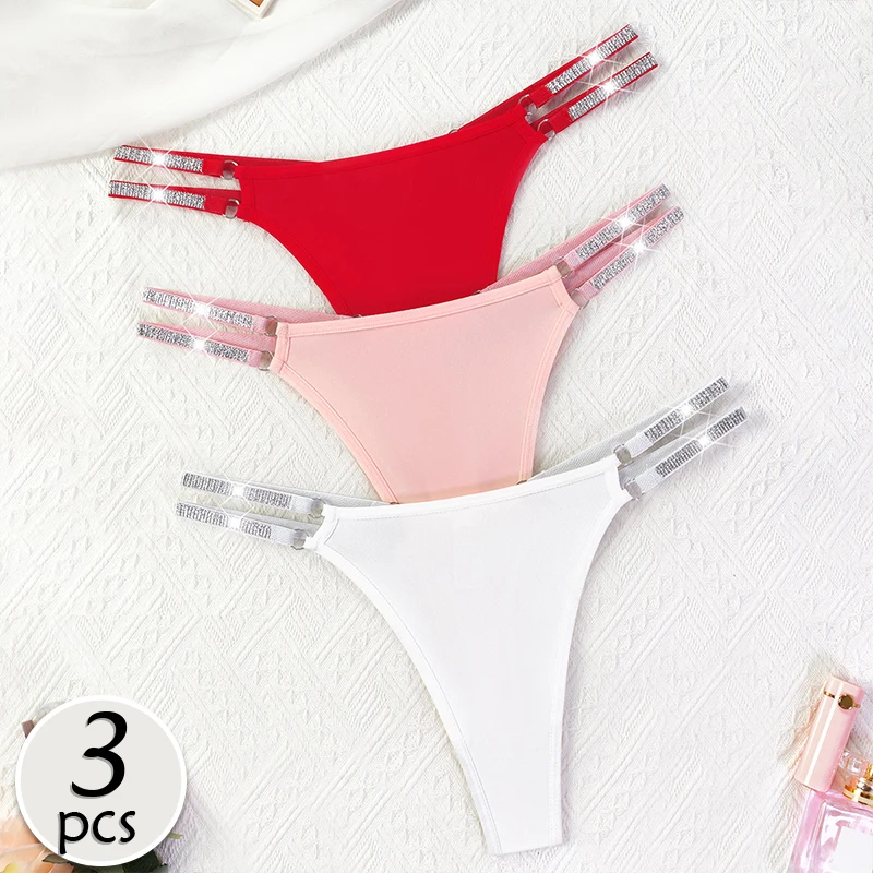 3ks/set Sexy ženy tangá Nové móda Intímne spodné prádlo Pohodlné pohodlné dva lesklé opasky Lady G-String Žena spodná bielizeň