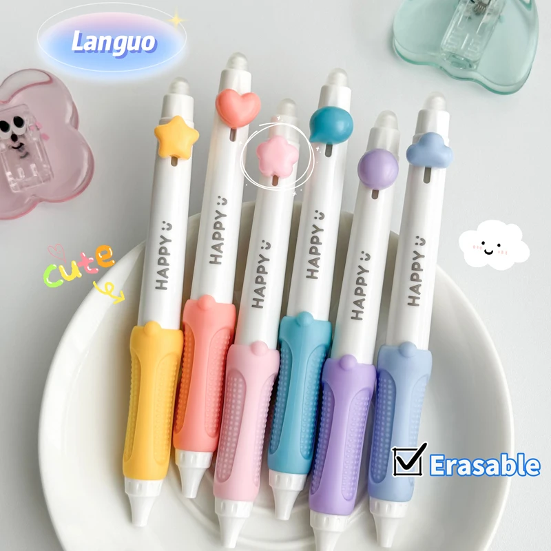 3ks/set Vymazateľné vreckové pero 0,5 mm modrý náplňový atramentový pero pre študent Soft Touch Písanie Pero Cute Gel Pen St Point Neutrálne pero