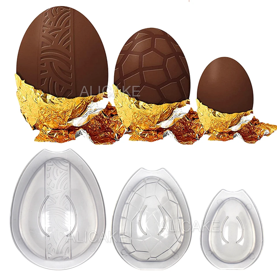 3ks/set čokoládová forma 3D veľkonočné vajíčko Polykarbonát čokoládové bonbons Candy Cukery pečenie Nástroje na pečenie