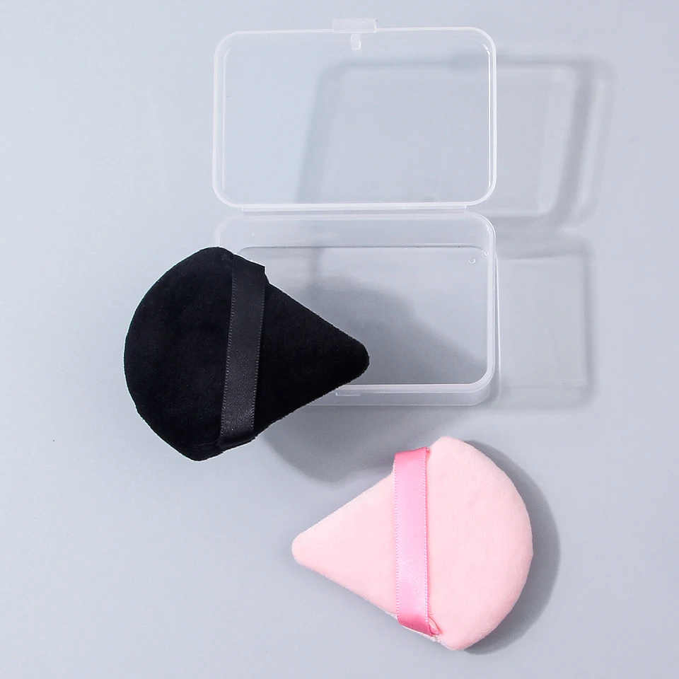 3KS Soft Flocking Duch a mokrý nelepiaci práškový make-up nastavenie trojuholníka Práškový Puff Dodáva sa s bezplatnou úložnou skrinkou