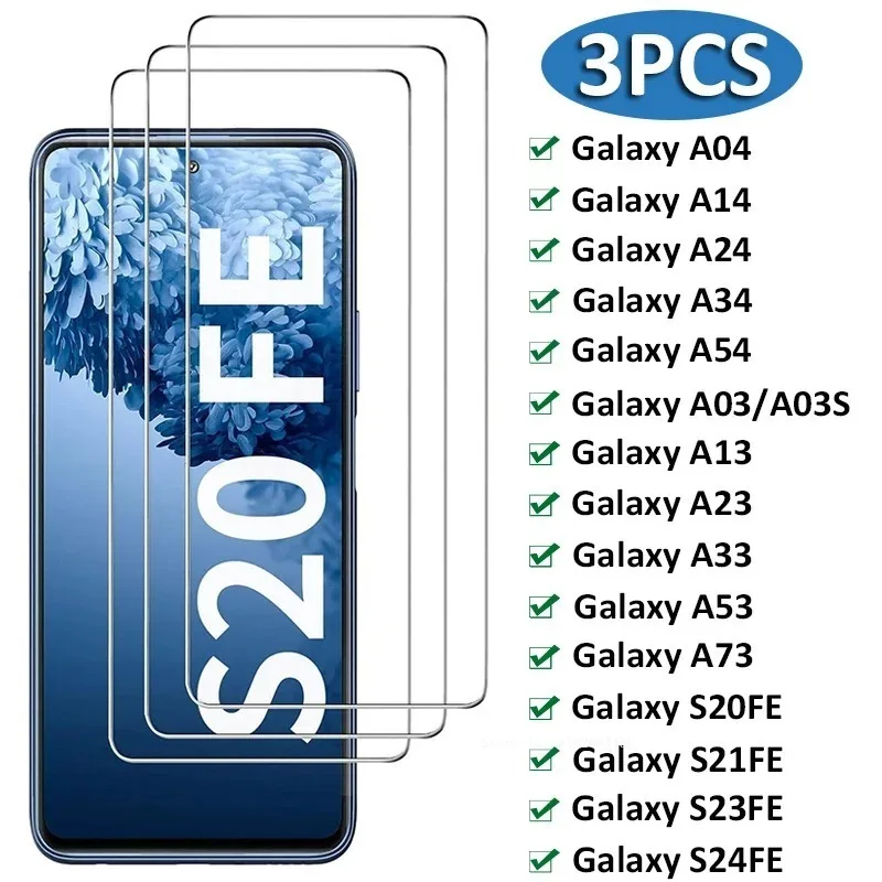 3ks temperované sklo pre Samsung Galaxy A13 A23 A03S A33 A53 A73 Chránič obrazovky Samsung S20FE A14 A24 A34 A54 S24FE Glass