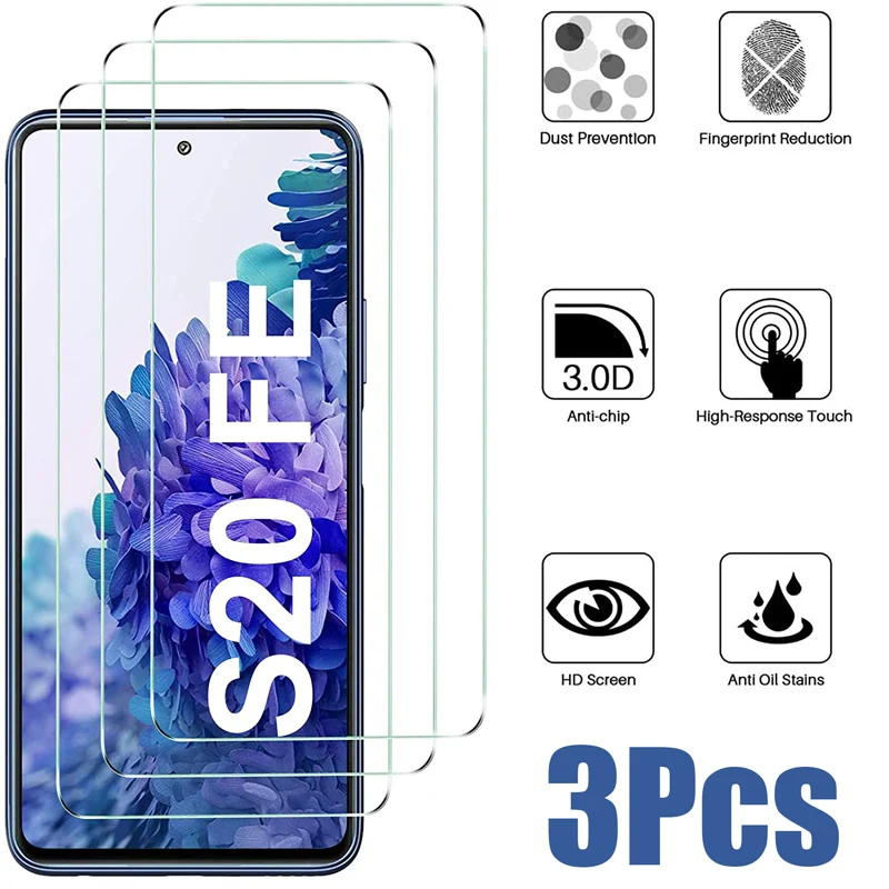 3ks temperované sklo pre Samsung Galaxy S20 Fe Poznámka 20 S10 Lite Screen Screent Protector Samsung A02 A12 A32 A42 A52 A72 A51 A71 sklo skla A71
