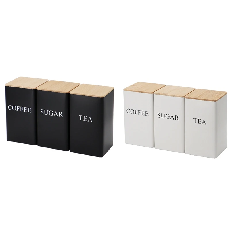 3ks trojdielne zapečatené plechovky Kreačný jednoduchý štýl bambusové veko železný čaj Can Snack Storage Coffee-Can