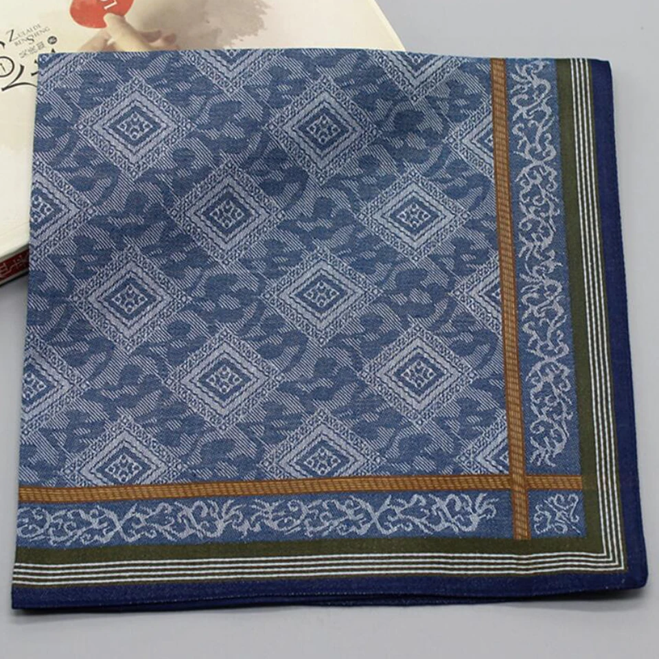 3ks unisex Plaid vrecko Hankerchief 100% bavlnená uterák retro vreckové štvorčeky Jacquard Svadobná strana Hankie 43x43cm