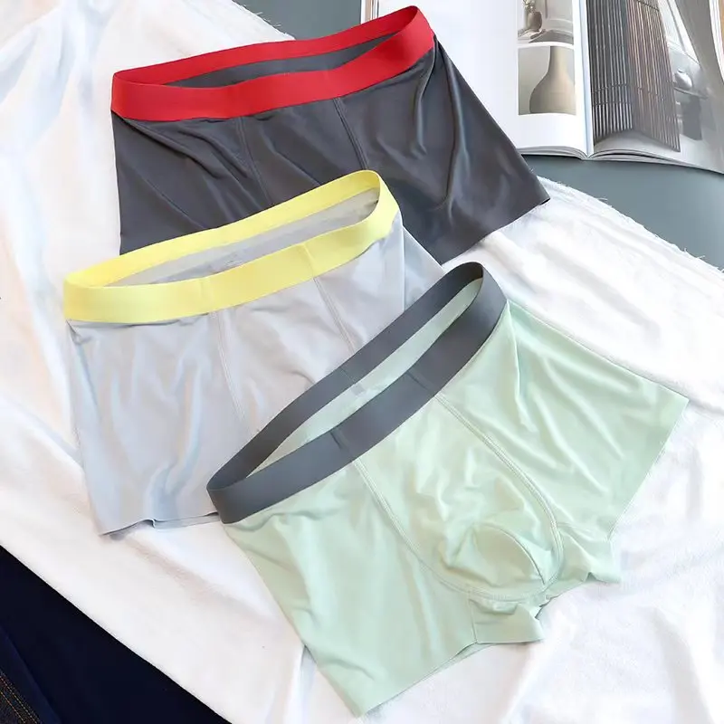 3ks/veľa pohodlných mužov boxerov priedušných mužov Sex Undershorts Ice Silk Yong Underwear Male Shorts XXL 3XL 4XL pre 100 kg