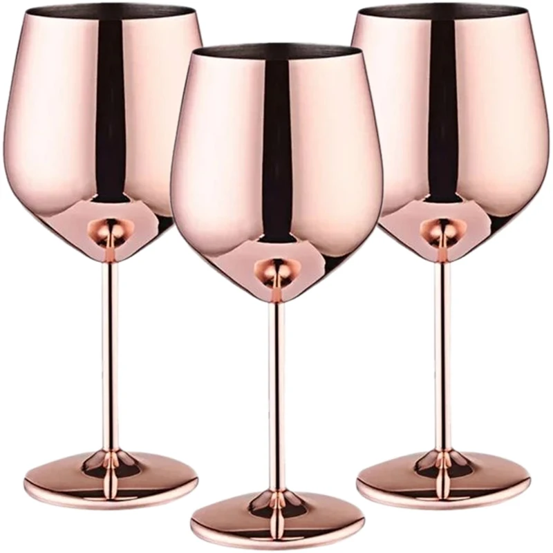 3ks z nehrdzavejúcej ocele vysoké okuliare na víno, elegantný moderný dizajn, 18oz, je možné použiť na darček na Valentína a domáce použitie