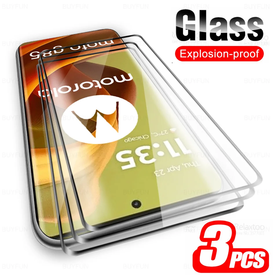 3ks zakrivené ochranné sklo pre Motorola Moto G85 Temperované sklo zapnuté pre Moto Rola MotoG85 G 85 85G 5G XT2427-3 Ochrana obrazovky