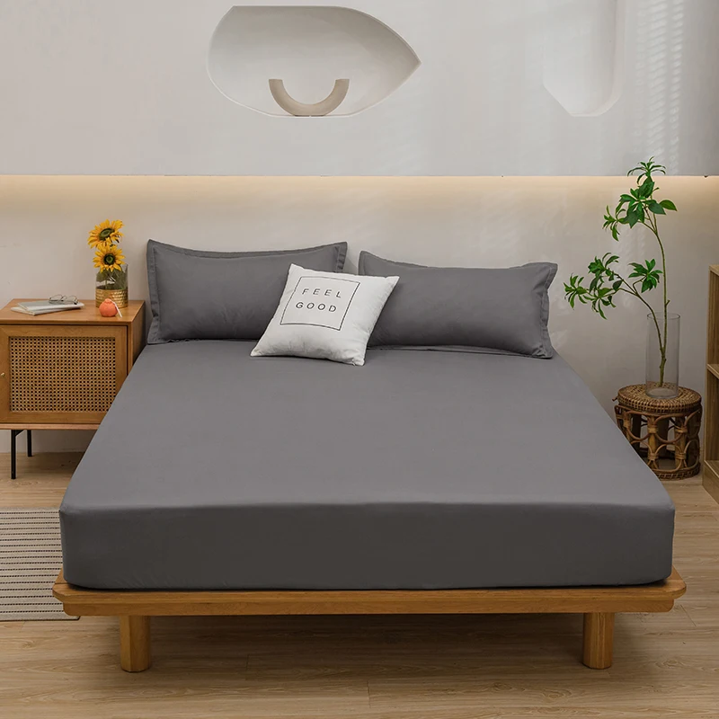 3ks šedá namontovaná plechová masová obliečka Set Domov Priedušné Pohodlné hlboké vrecká Plech polyester lôžko a 2 obaly vankúš