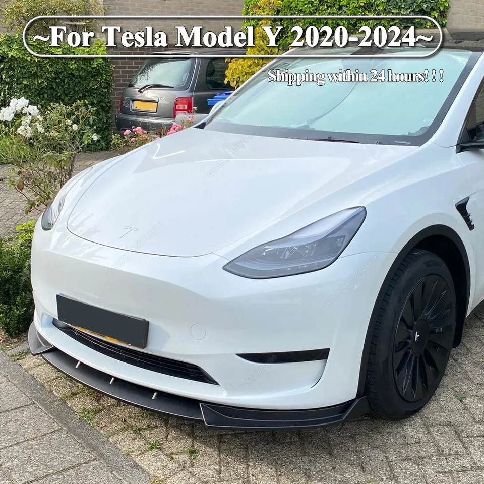 3ksové auto predné nárazníkové pery Splitter Splitter Difuser Body Kit Kit Spoiler ladenie príslušenstva pre Tesla Model Y 2020-2024 Čierna čierna