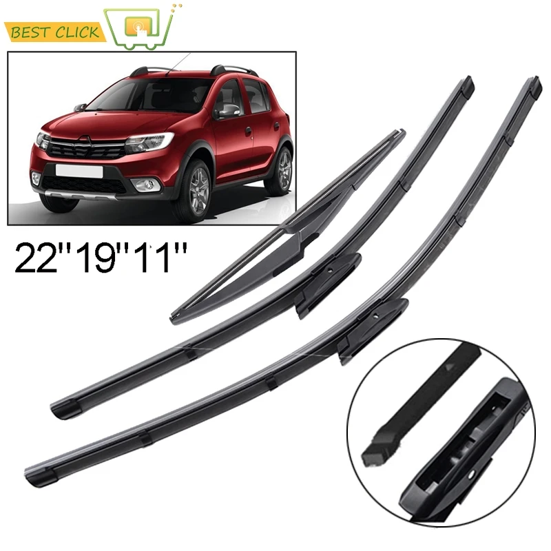 3ksové čepele čelného skla čepele pre Daia Renault Sandero 2015 2016 2017 2018 2019 2019 2019 Stierače predného zadného okna