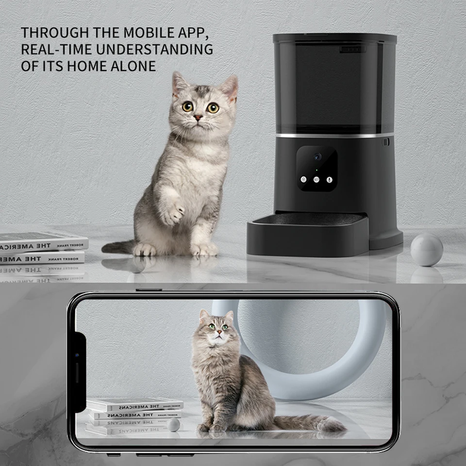 3L 6L Veľká kapacita Automatické podávače domácich miláčikov Smart App Smart App Diaľkové načasovanie Cat Cat Dog Bowl DispenSer s kamerou Wi -Fi zaznamenávanie