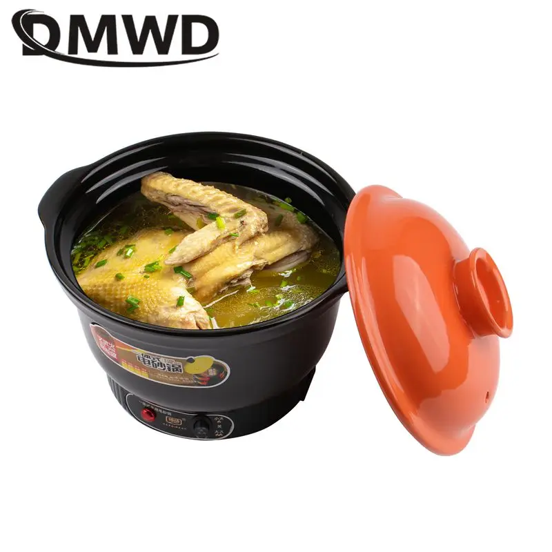 3L Automatický elektrický kastról domácnosť pomalý sporák 2 Gear Firepower Polievka kaša dusená hrniec procecelain crockpot bylinky dusí