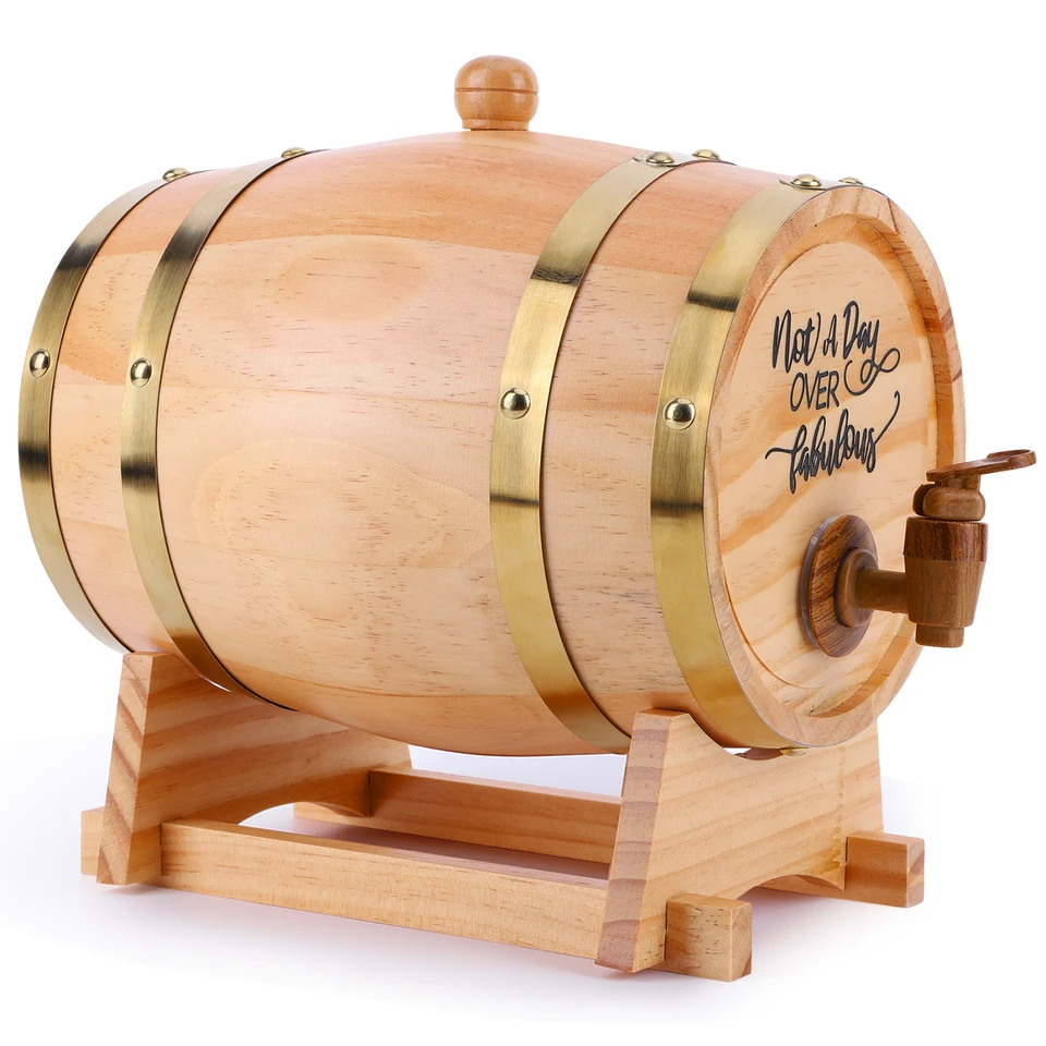 3L sud s vínom so stojanom a Spigot Whisky Barrel DispenSer Spomarovaný drevený starnúci hlavň