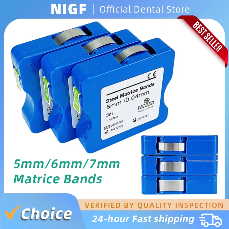 3M dentálna zubná oceľ Matrix pásy zubnej matrice pásy Matrice Striproll 5 mm/6 mm/7 mm šírka 0,04 mm zubné materiály