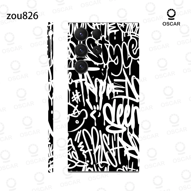 3M Materiál Roztomilý vzor Matte Film Phone Zadná + Straná nálepka pre Samsung Galaxy S24 Ultra S24 + S23 Ultra S23 Cartoon Wrap