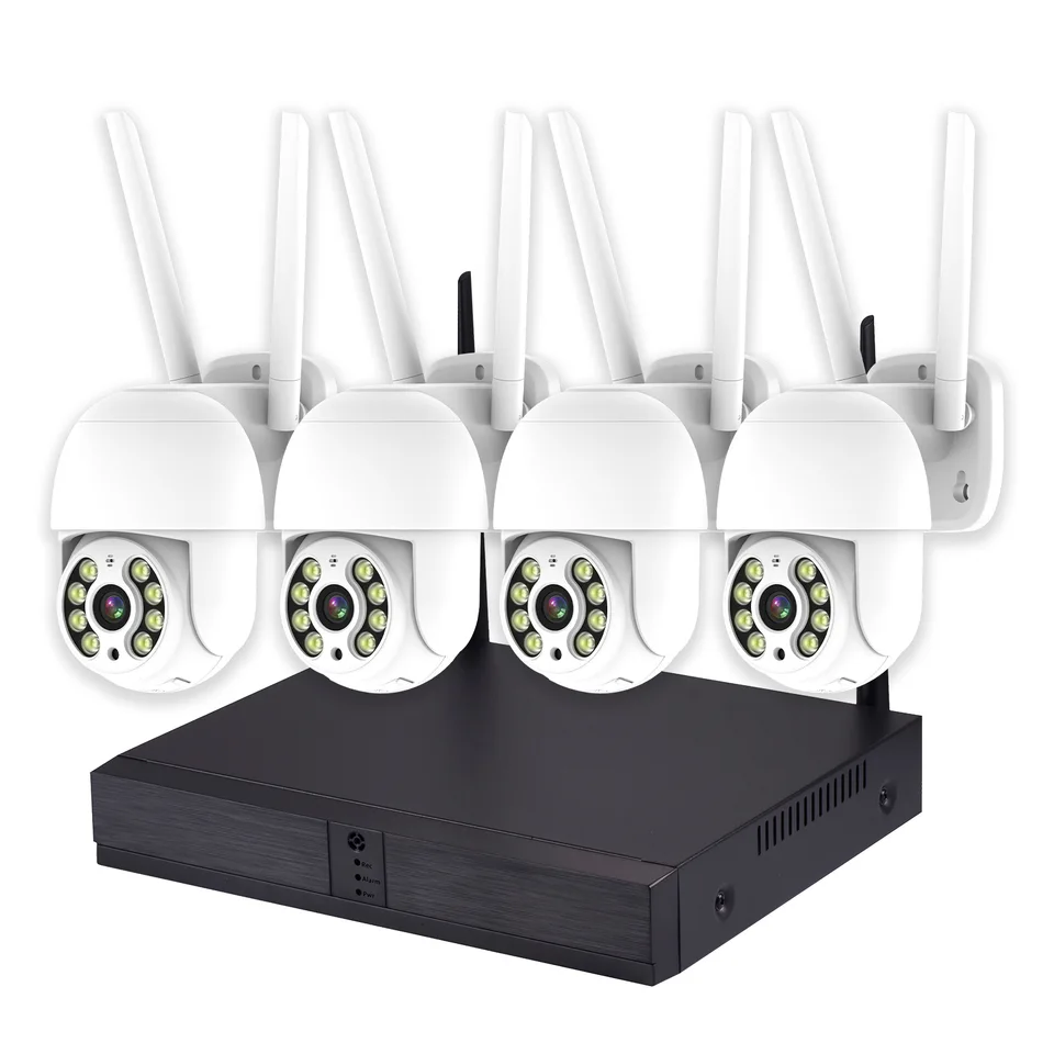 3MP 1296P ICSEE APP 4Ch Wireless PTZ IP DOME COMERA NVR Kit HOME SECTRON DESTOVNÁ DETAL MONION