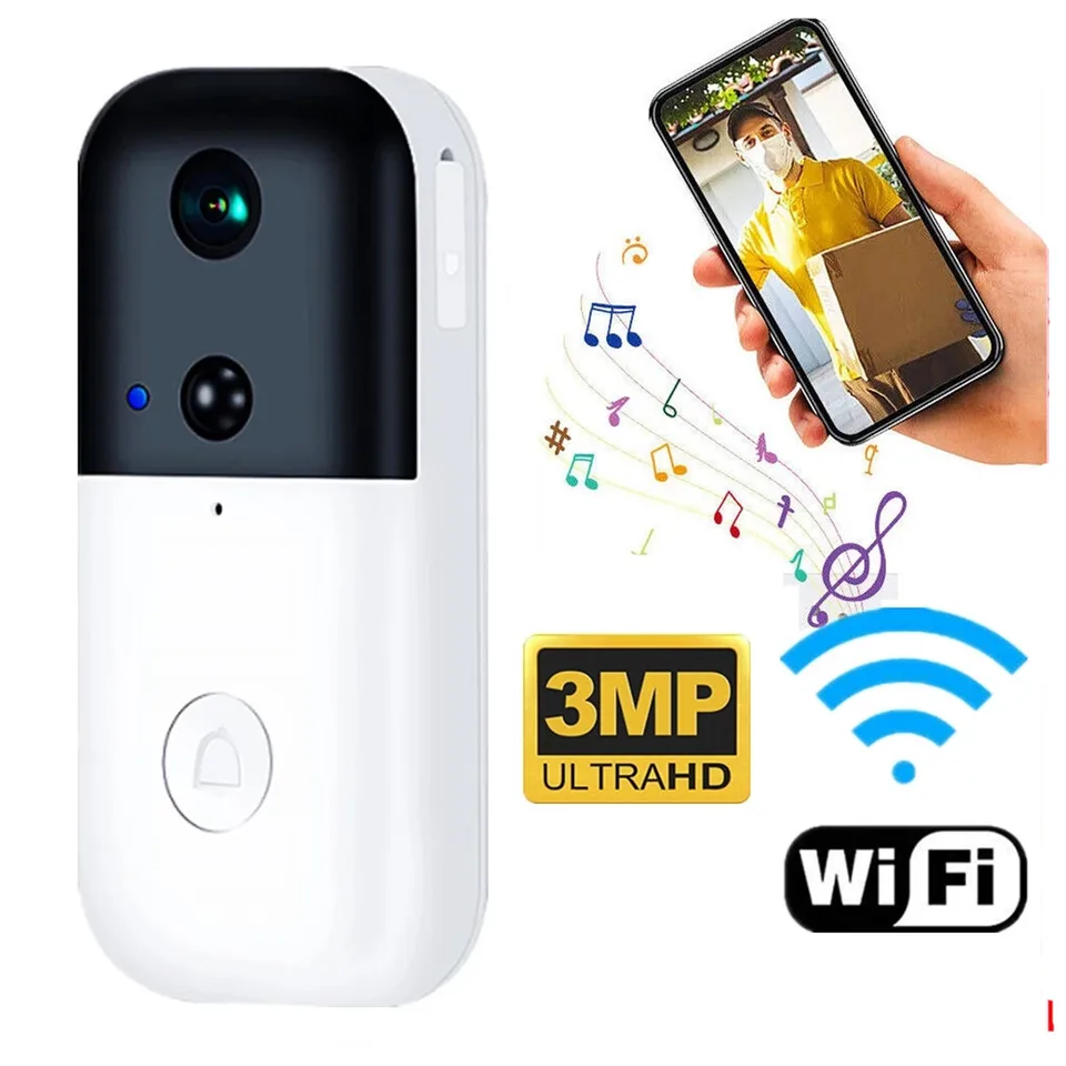 3MP HD Night Vision WiFi IP Door Batter Battery Video Video Dvere Intercom Visual Peephole Viewer s vnútorným zvonením