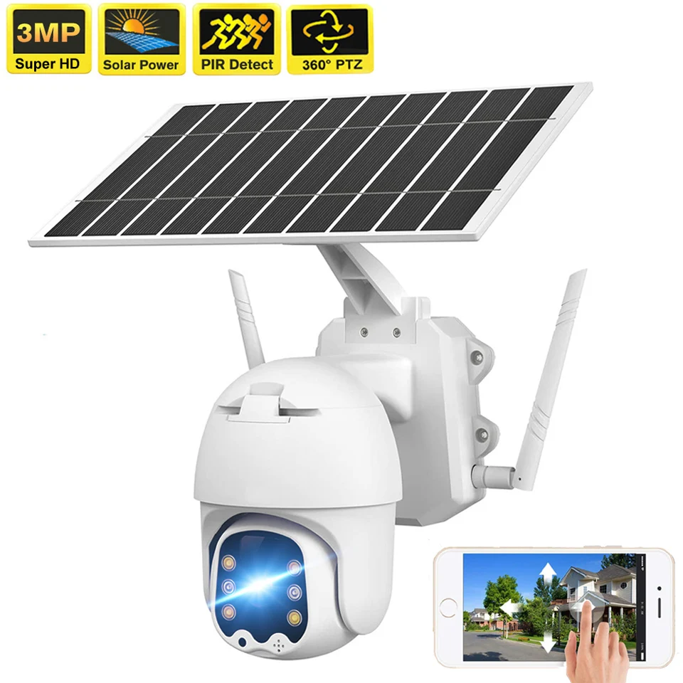 3MP Wireless 4G WiFi Camera Solárny panel Ochrana zabezpečenia Outdoor CCTV 360 PTZ SECUR Video Monitor Smart Home IP Securite Cam
