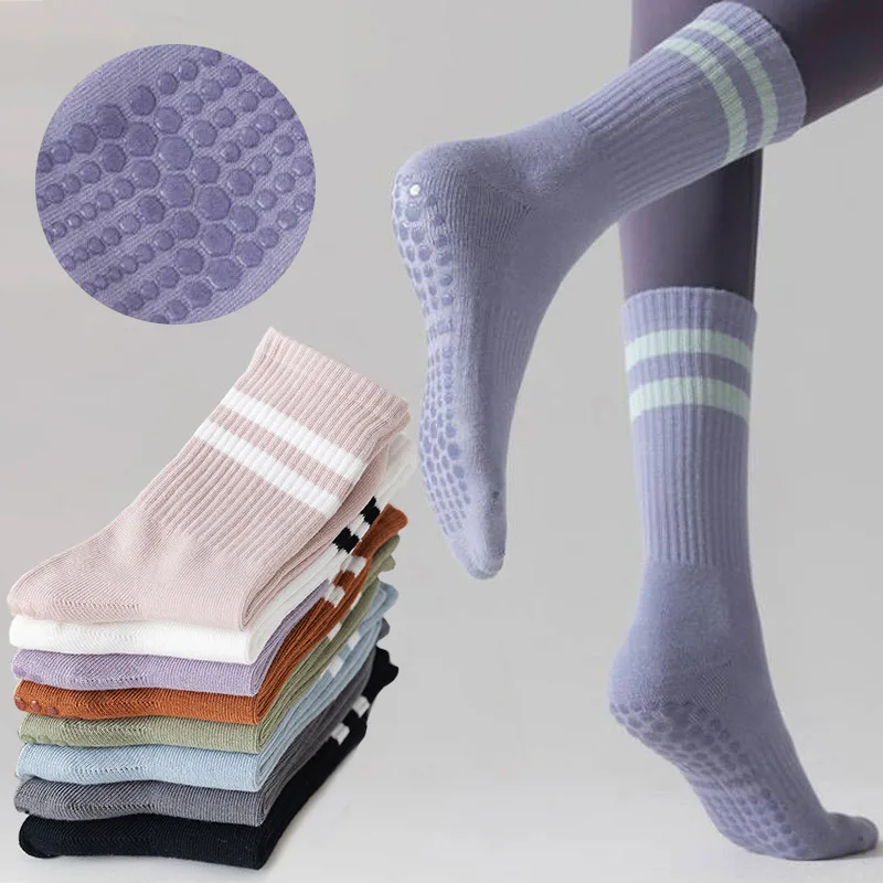 3Pairs Yoga Anti-Skid Yoga ponožky Grips strednú trubicu spodnú priedušnú fitnes tanečnú barre tréning Pilates ponožky