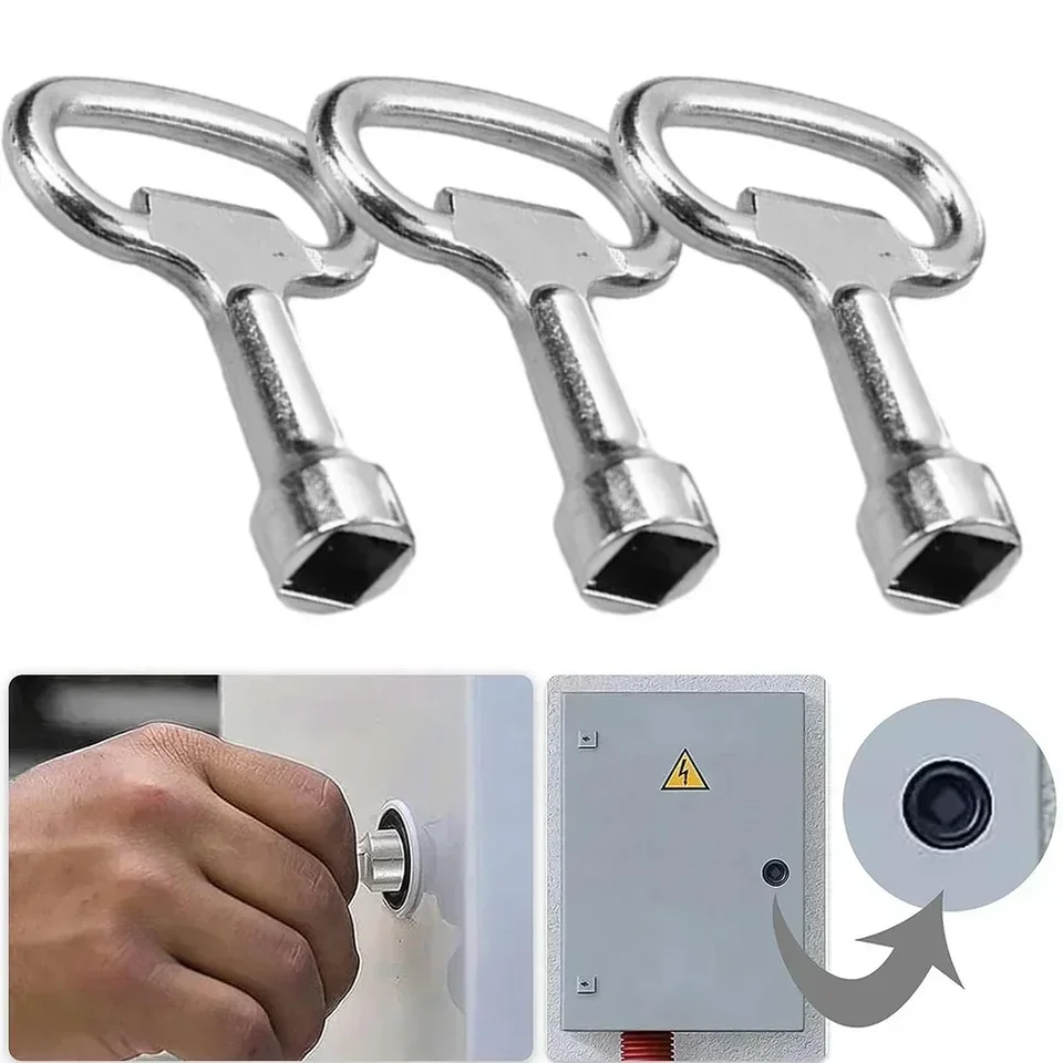 3pc/štvorcový kľúče kľúče vykurovacie kľúče odvzdušňovací kľúč z nehrdzavejúcej ocele Elektrická skrinka Dvere Turning Tongue Lock Water Tap 8 mm vetrací kľúč