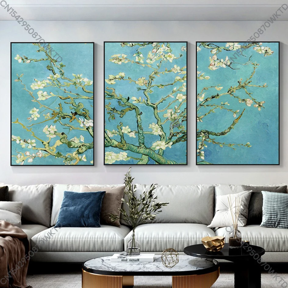 3pcs Classic Van Gogh Masterpiece Branches of mandľového stromu v kvete plátno plagáty maľba nástenné umelecké obrázky domáca dekorácia