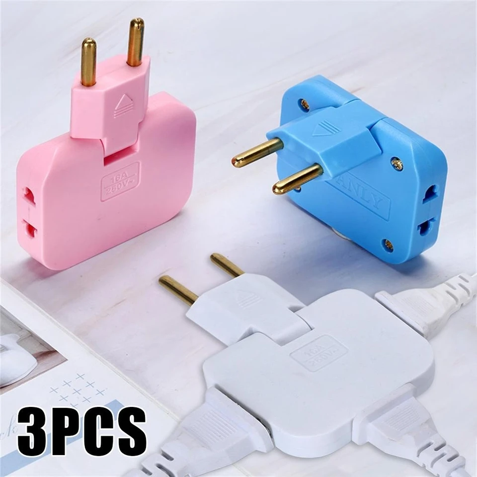3pcs EU Plug 180 ° Rotabovateľná adaptér soketu 3 v 1 US predlžovacia zástrčka Multi -zástrčka Mini tenký bezdrôtový soketový adaptér USB Secket