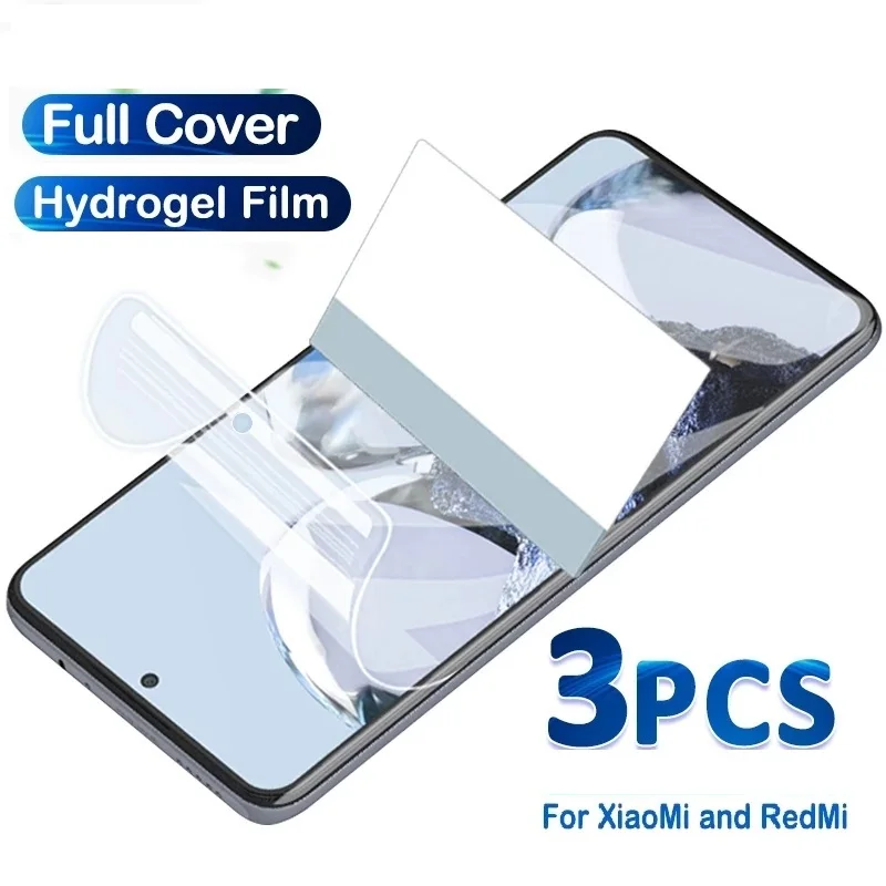 3pcs Hydrogel Film pre Xiaomi Poco X3 Pro F3 M3 M4 11T 12T Pro Protect Screen Screen pre Redmi Note 11 10 9 8 Pro 9S 10S 8T 9T 9A 9C