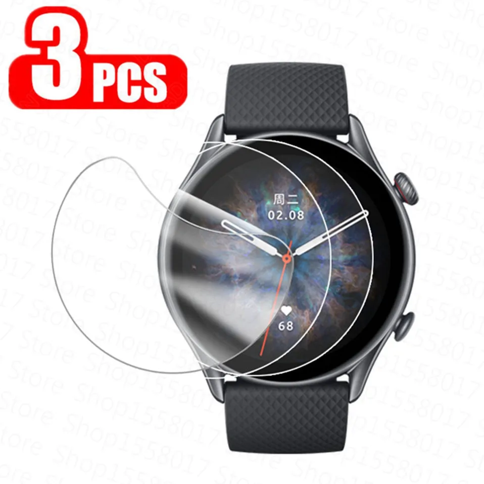 3pcs Hydrogel Protective Film Xiaomi Huami AmazFit GTR 3 Pro Full Cover Screen Protector pre AmazFit GTR 4 3 2 2E Film nie sklo