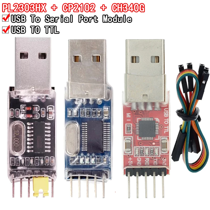 3pcs/lot = 1pcs pl2303Hx+1pcs CP2102+1PCS CH340G USB až TTL pre Arduino PL2303 CP2102 5PIN USB na UART TTL MODUL