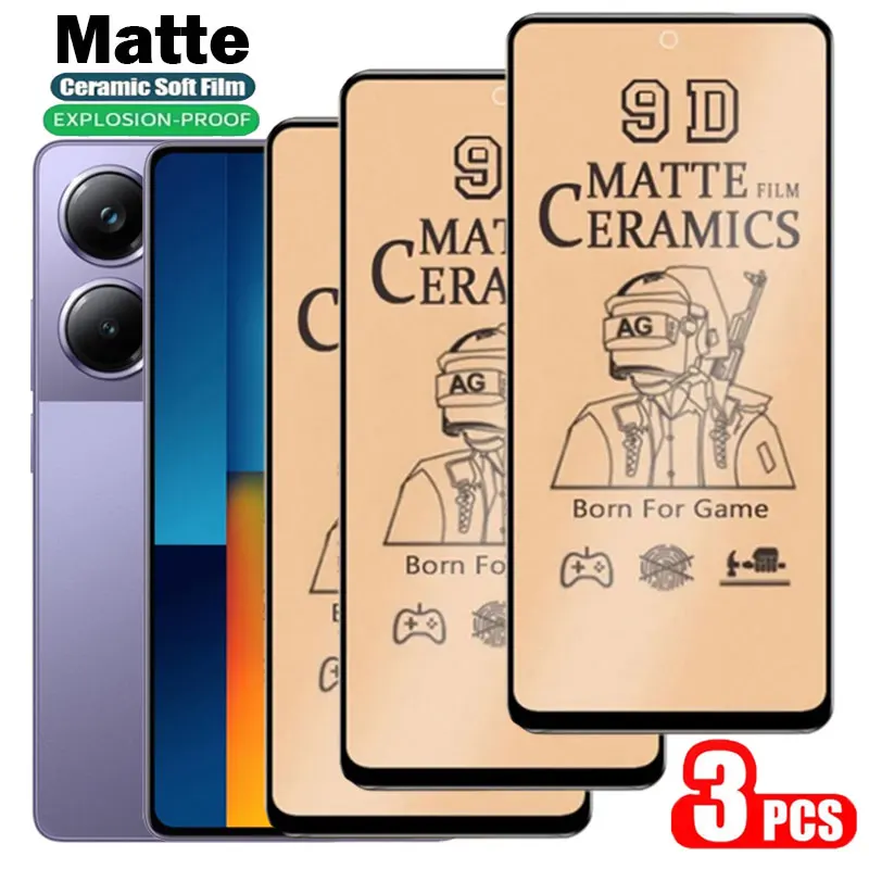 3pcs matný keramický filmový chránič obrazovky pre Poco F6 x7 x6 x5 F5 Pro C40 C65 Mäkká plná obalová obrazovka Ochranný film Not Glass