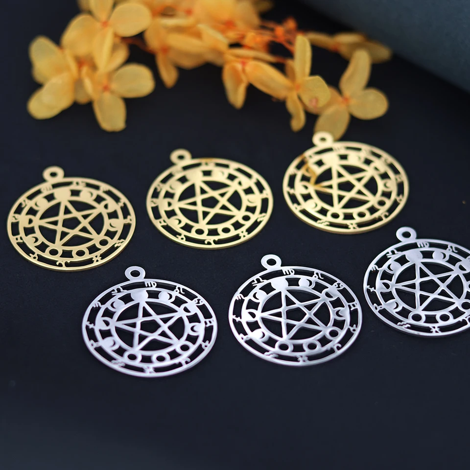3pcs pentagram mesačné fáza kúzla kvapky prívesky Amulet Pentacle Zodiac DIY náramky náramok šperky
