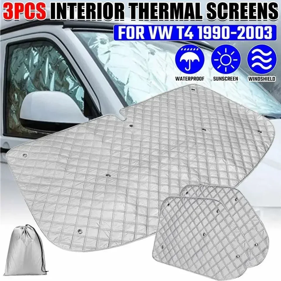 3pcs/set Internal Thermal Blind Window Cover Set pre VW T4 1990-2003 Sunshade Ochrana pred čelným sklom slnečné sklo