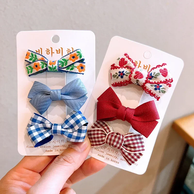 3pcs/set pre deti kravata kvetinová kvetinová masívna farebná vlasové svorky Baby Bang Bočné klipové klipové klipy vlasy Pin Kid Girl Hair Accessories