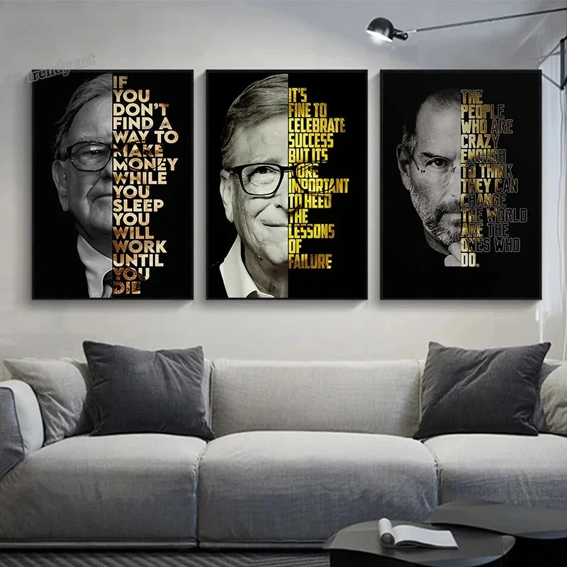 3pcs Slávni úspešní ľudia motivujú citáty Canvas Painting Steve Jobs bol motivovaný citovať obrázky plagátu nástenné umelecké obrázky domov