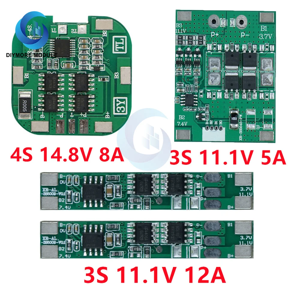 3S 4S 11,1V /14,8V 12A /8A PEAK LI-ION BMS PCM s vyváženou doskou na ochranu lítiových batérií pre batériu LICOO2 LICO2 LICN2O4 18650 LI
